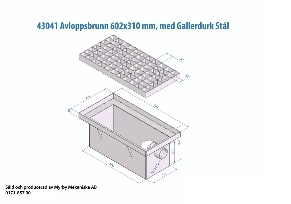 Avloppsbrunn 602x310 mm, med Gallerdurk Stål - Bild 2