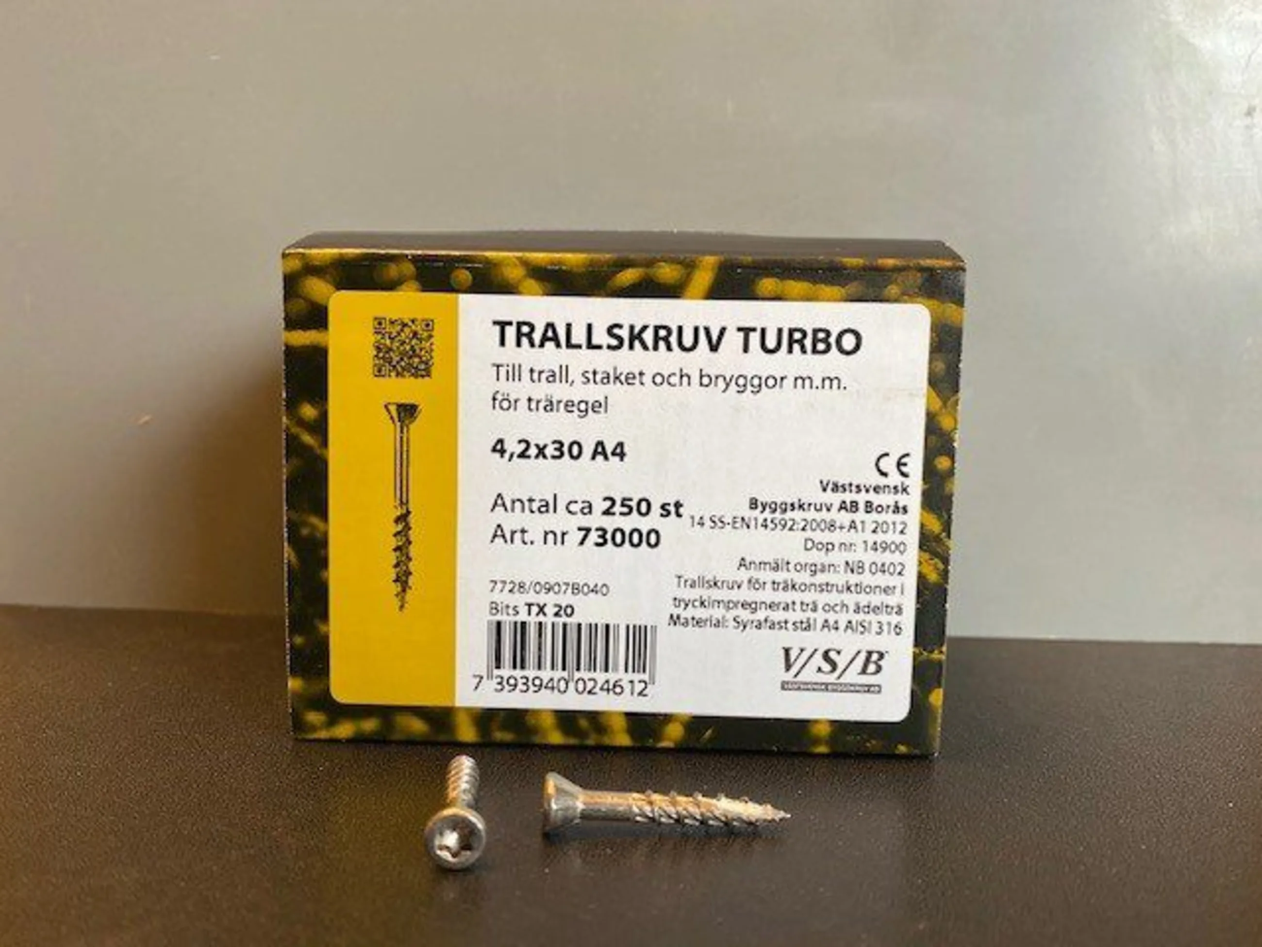 Skruv till Plastskiva 4,2x30 Rostfri KARTONG 250st - 65247-30-K