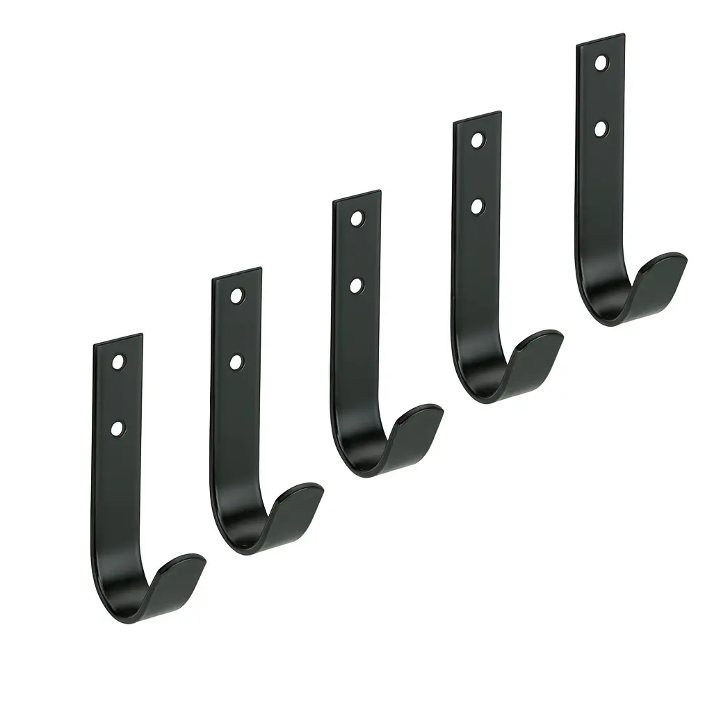 Stallkrok, 5st Metall 10 cm Svart - 41094