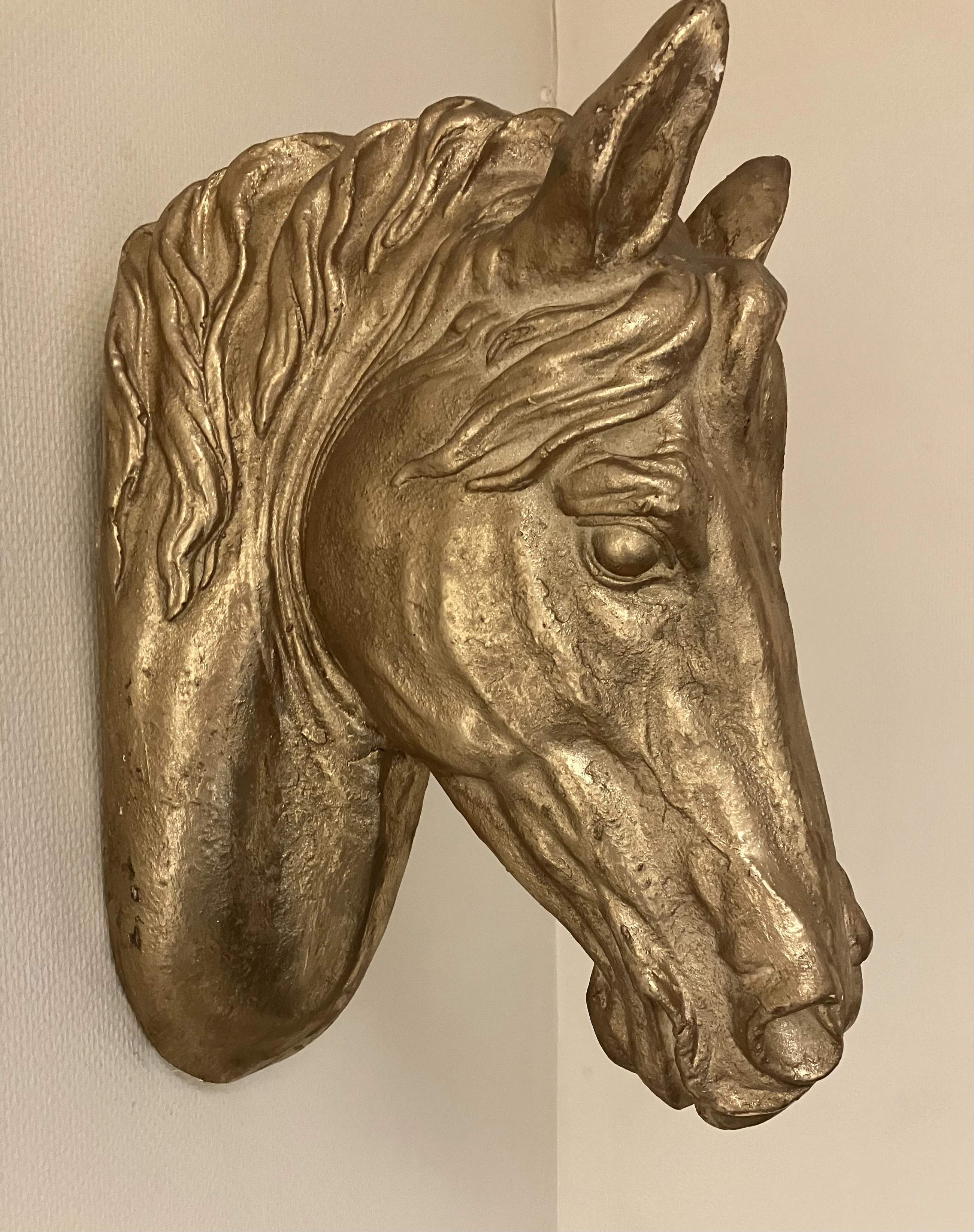 Dekoration Hästhuvud Guld 32x17x44cm, Papier-maché - 41830