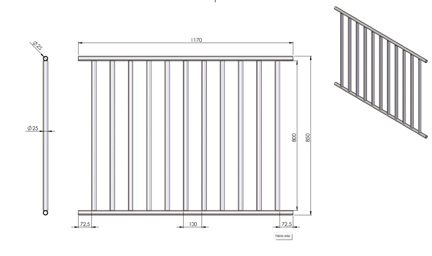 Fönstergaller 117x85 cm med skruv & beslag - 86016