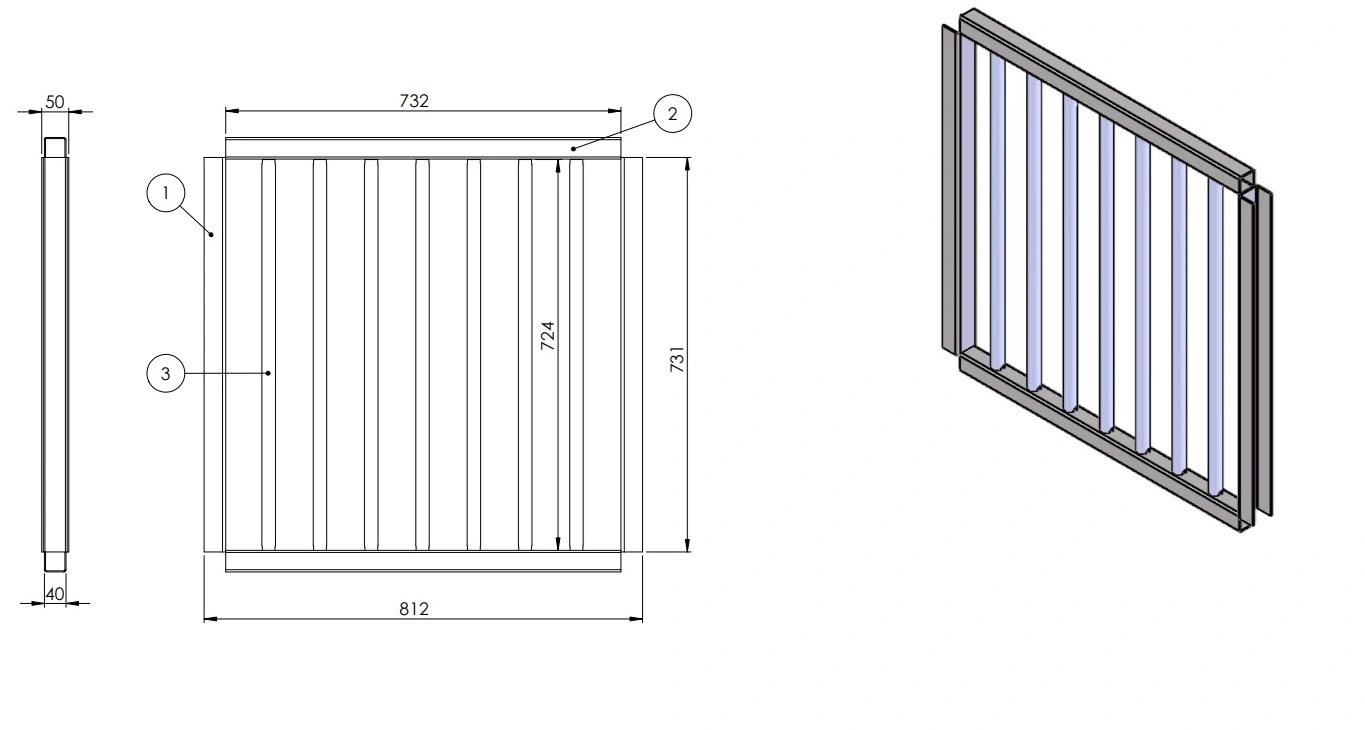 Kontaktgaller Optimal2 0,8 m Rak U-profil 44 mm - 85078