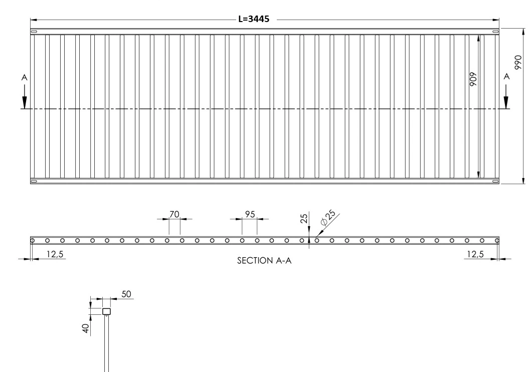 MV-galler Optimal3 70-delning C-profil L=3445 - 85212-3445