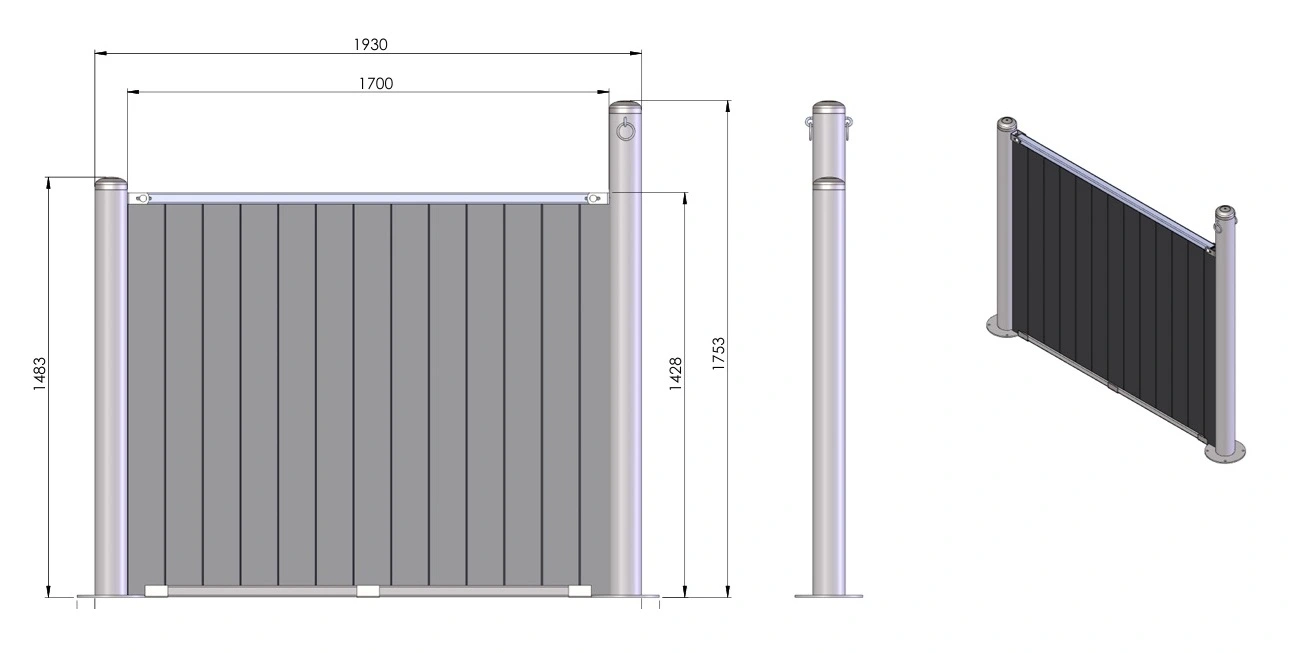 Uppställningsvägg H=1428 L=1930 Grå Plast - 41243-C32-1700